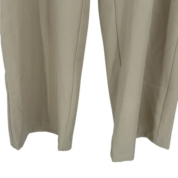 FUNYYZO Wide Leg Work Trousers High Elastic Back Waist Beige Straight Leg Pants - Picture 5 of 8